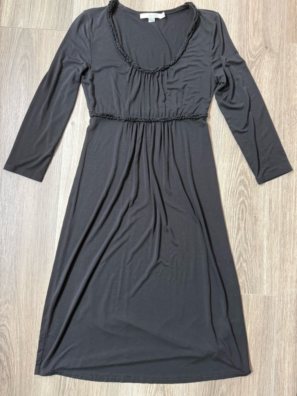 Boden Women's Solid Black Mabel Jersey Dress US 4R Long Sleeve Scoop Neck